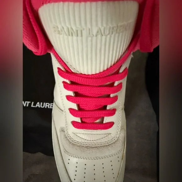 Saint Laurent SL/80 White and Pink Sneakers Size 8 / 41